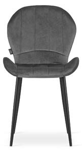 Siva stolica od baršuna TERNI s crnim nogama