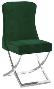 VidaXL Blagovaonska stolica tamnozelena 53x52x98 cm baršun i čelik