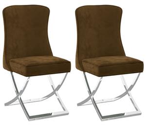 VidaXL Blagovaonske stolice 2 kom smeđe 53 x 52 x 98 cm baršun i čelik