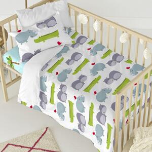 Dječja pamučna posteljina na jednom krevetu Fox Hippo, 100 x 120 cm