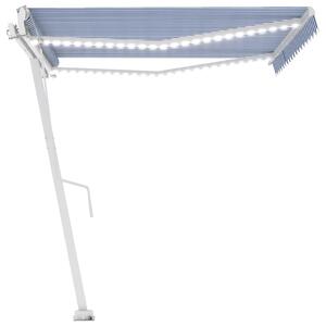 VidaXL Automatska tenda sa senzorom LED 450x350 cm plavo-bijela