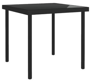 VidaXL Vrtni blagovaonski stol crni 80 x 80 x 72 cm staklo i čelik