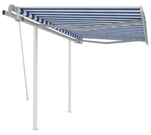 VidaXL Tenda na ručno uvlačenje sa stupovima 3 x 2,5 m plavo-bijela