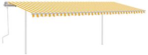 VidaXL Tenda na ručno uvlačenje sa stupovima 6 x 3,5 m žuto-bijela