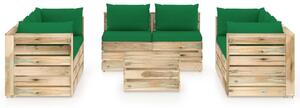 VidaXL 9-dijelna vrtna garnitura s jastucima zeleno impregnirano drvo