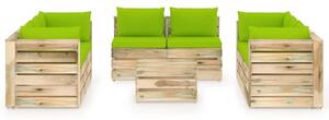 VidaXL 9-dijelna vrtna garnitura s jastucima zeleno impregnirano drvo