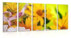 5-dijelna slika buket ljetnog cvijeća
