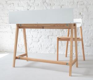 Bijeli radni stol s podnožjem od jasena Ragaba Luka, duljina 85 cm