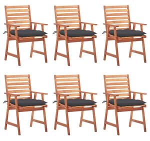 VidaXL Vrtne blagovaonske stolice s jastucima 6 kom od bagremovog drva