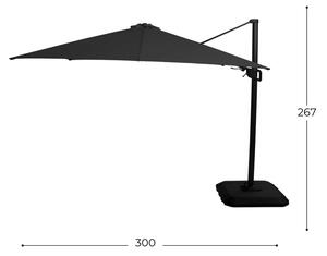 Crni viseći četvrtasti suncobran Hartman Deluxe, 300 x 300 cm