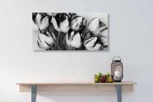 Slika tulipani u proljetnom tonu u crno-bijelom dizajnu