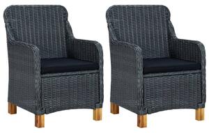 VidaXL Vrtne stolice s jastucima 2 kom od poliratana tamnosive