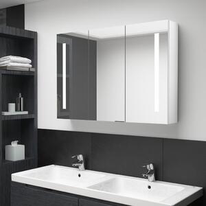 VidaXL LED kupaonski ormarić s ogledalom 89 x 14 x 62 cm sjajni bijeli