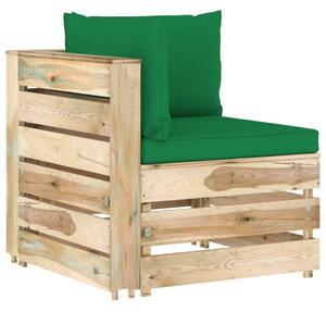 VidaXL Modularna kutna sofa s jastucima od zeleno impregniranog drva