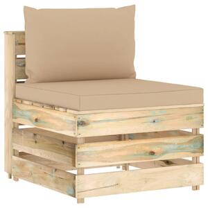 VidaXL Modularna srednja sofa s jastucima od zeleno impregniranog drva