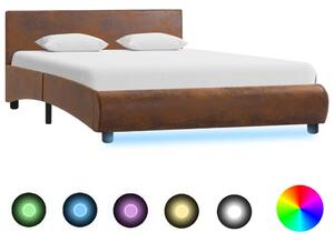 Okvir za krevet od tkanine s LED svjetlom smeđi 140 x 200 cm