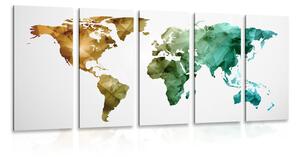 5-dijelna slika šareni poligonalni zemljovid svijeta