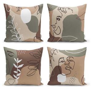 Set od 4 jastučnice Minimalist Cushion Covers Drawing Face, 43 x 43 cm