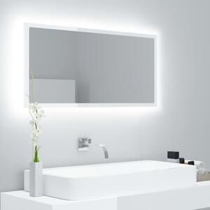 VidaXL LED kupaonsko ogledalo visoki sjaj bijelo 90 x 8,5 x 37 cm drvo