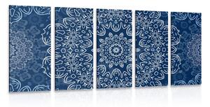 5-dijelna slika plava Mandala s apstraktnim uzorkom