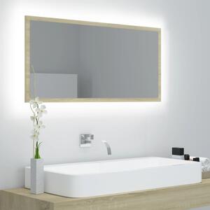 VidaXL LED kupaonsko ogledalo boja hrasta sonome 90 x 8,5 x 37 cm drvo