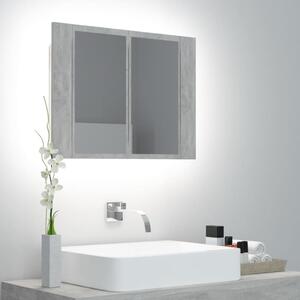 VidaXL LED kupaonski ormarić s ogledalom siva boja betona 60x12x45 cm