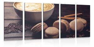 5-dijelna slika kava s čokoladnim makronima