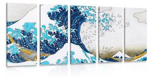 5-dijelna slika reprodukcija Veliki val kod Kanagawe - Katsushika Hokusai