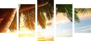 5-dijelna slika izlazak sunca na karipskoj plaži