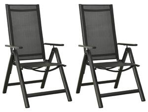VidaXL Sklopive vrtne stolice 2 kom od tekstilena i aluminija crne