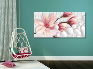 Slika magnolija s apstraktnim elementima