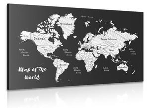 Slika crno-bijeli jedinstveni zemljovid svijeta