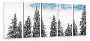 5-dijelna slika borovi pod snijegom