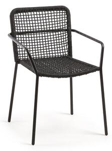 Crna vrtna stolica sa čeličnom konstrukcijom Kave Home Bomer