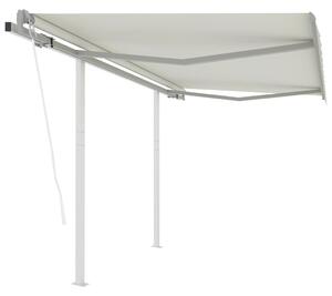 VidaXL Automatska tenda na uvlačenje sa stupovima 3 x 2,5 m krem