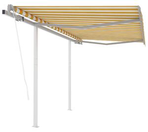 VidaXL Automatska tenda na uvlačenje sa stupovima 3x2,5 m žuto-bijela