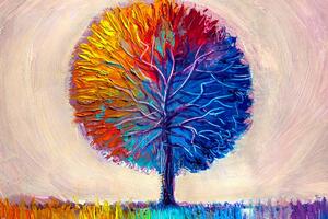 Slika šareno akvarelno stablo