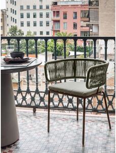 Vrtna stolica sa čeličnom konstrukcijom i zelenom špagom Kave Home Nadin