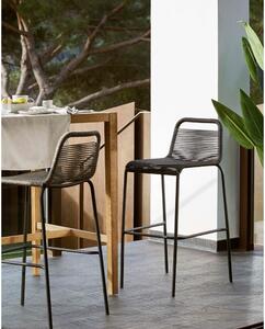 Crna barska stolica sa čeličnom konstrukcijom Kave Home Glenville, visina 62 cm