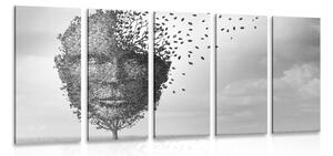 5-dijelna slika apstraktno lice u obliku stabla