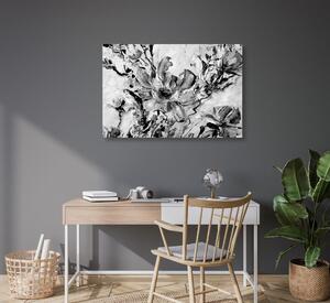 Slika oslikano ljetno cvijeće u crno-bijelom dizajnu