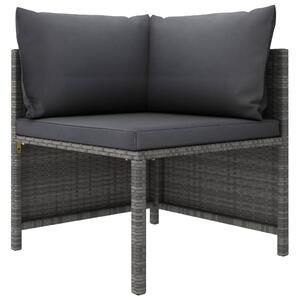 VidaXL Modularna kutna sofa od poliratana s jastucima siva