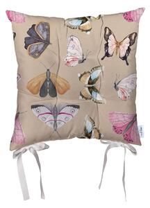 Bež jastuk za stolicu od mikrovlakana Mike & Co. New York Butterflies, 43 x 43 cm