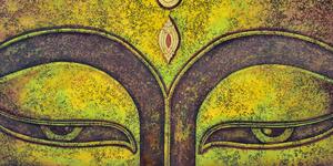 Slika oči Buddhe slikane akrilnom bojom