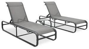 Ležaljke za sunčanje sa stolićem 2 kom tekstilen i aluminij