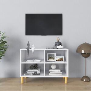 VidaXL TV ormarić s drvenim nogama visoki sjaj bijeli 69,5x30x50 cm