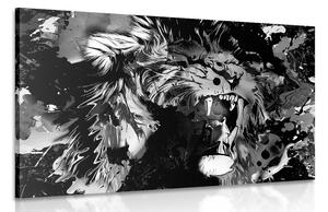 Slika glava lava u crno-bijelom dizajnu