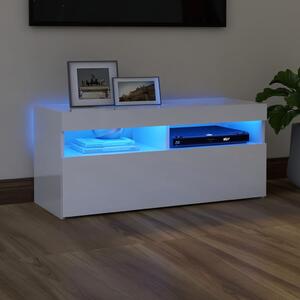 VidaXL TV ormarić s LED svjetlima visoki sjaj bijeli 90 x 35 x 40 cm