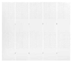 VidaXL Sobna pregrada s 5 panela bijela 200 x 180 cm čelična