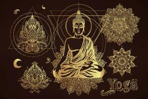 Slika zlatni Buddha koji meditira
